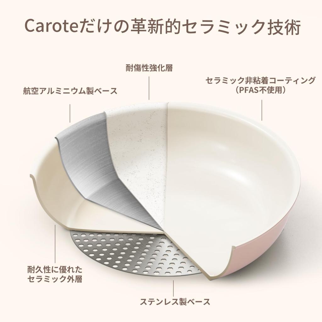 CAROTE Frying Pan with and Ceramic Induction Gas Easy to Perfect for Fried and All Heat Cherry Blossom Pink Lid, 26cm, PFAS, Lead, Cadmium,