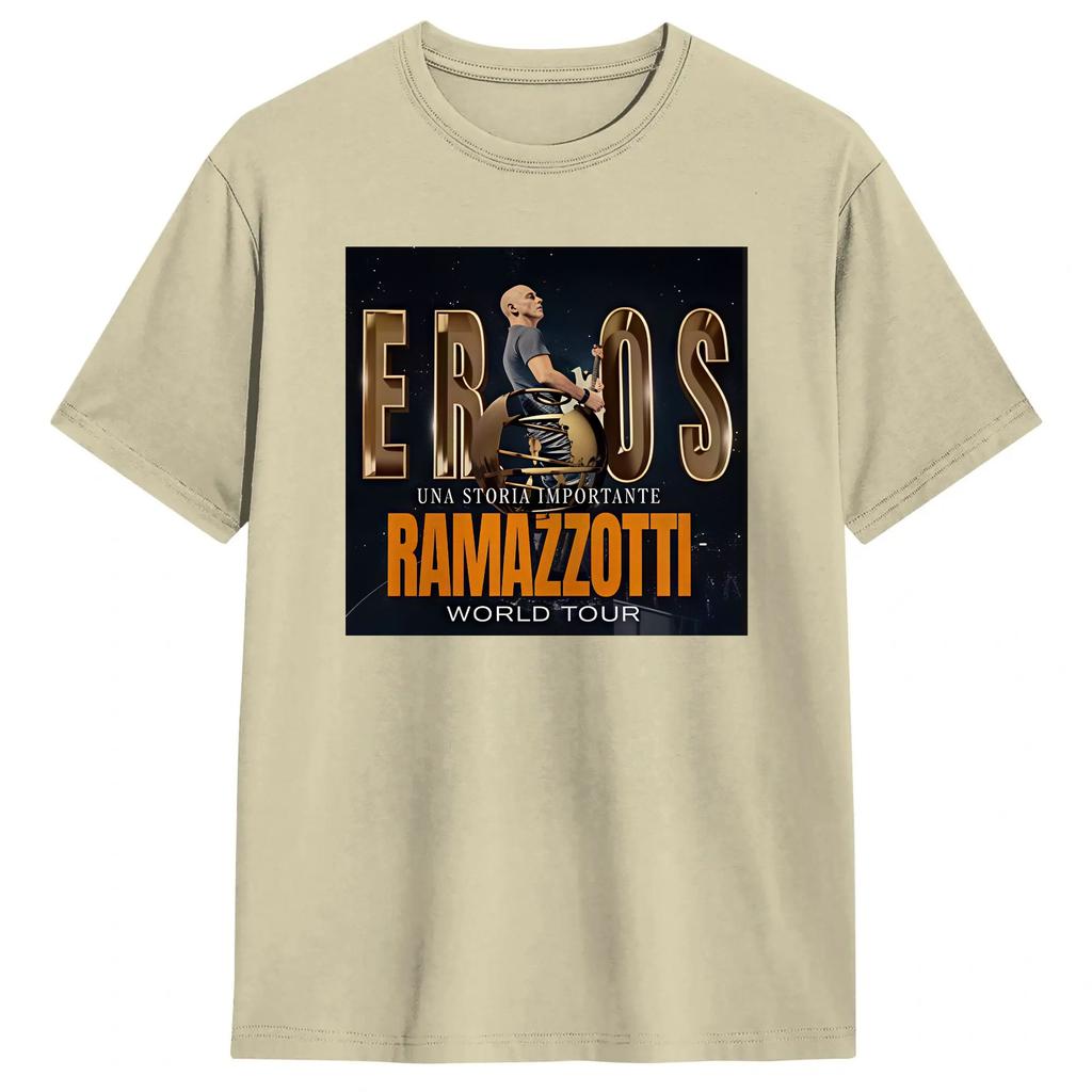 Unisexs Eros Ramazzotti T-Shirt Tour 2026 100% Baumwolle Kleidung Mode Kurzarm Rundhals T-Shirts Erwachsenen T-Shirt