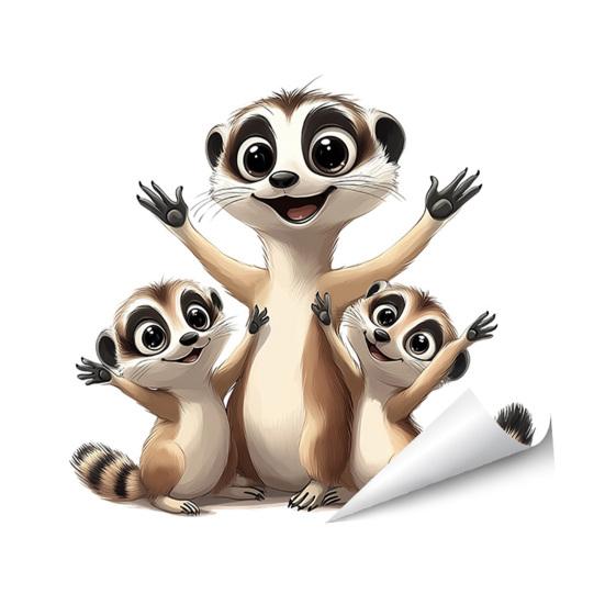 Adesivos Estáticos para Janela Animais Engraçados em Desenho Animado Decalque de Janela Reutilizável Adesivo Impermeável Removível para Quarto Escritório Casa Portas de Vidro Decoração de Janela