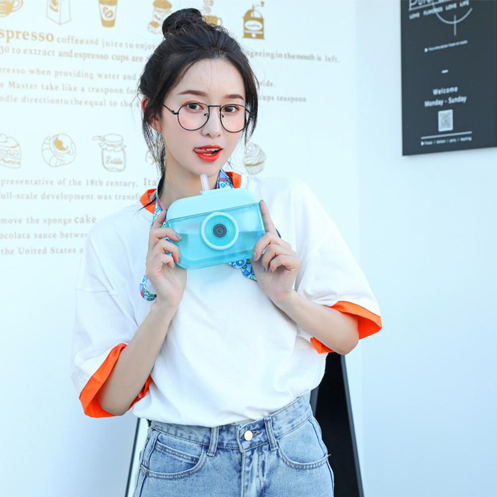 400ML Cute Camera Shape Water Cup  Kids Water Bottle With Straw Drinking Water Jug with Adjustable