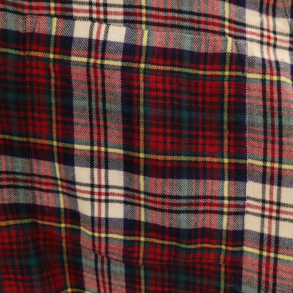 Hathaway 60s Vintage Open Collar Check Pattern Long Sleeve Open Collar Shirt Men's Used