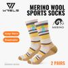WRELS 1/2/3pairs Merino Wool Socks Moisture Wicking Warm Thermal Hiking Socks Breathable Cushion Hiking Running Compression Sock