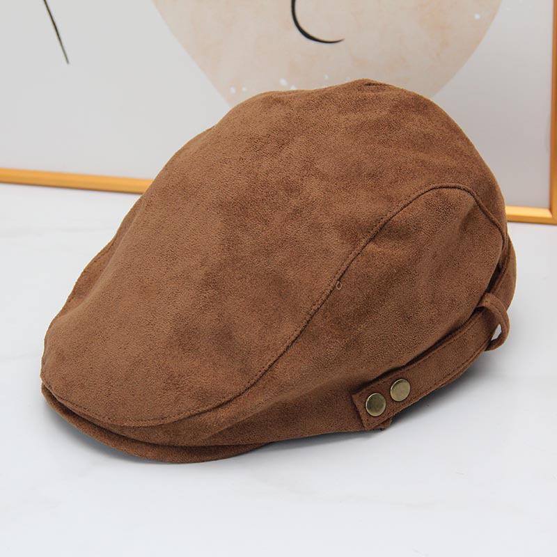 Simple button forward hat women's autumn and winter suede cap showing face small versatile beret painter hat