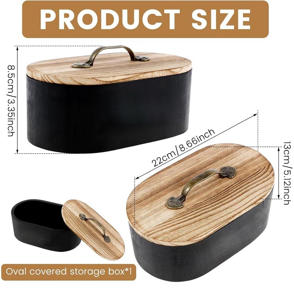 Wooden Bathroom Tampon Storage Box with Lid - Decorative Organizer for Swabs Hairpins Medicine Cosmetics Countertop Organization