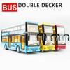 Double Decker Bus Diecast Model Toy, Pull Back Toy Vehicle with Sound and Light for Kids Toddler Boys Girls Gift Collection