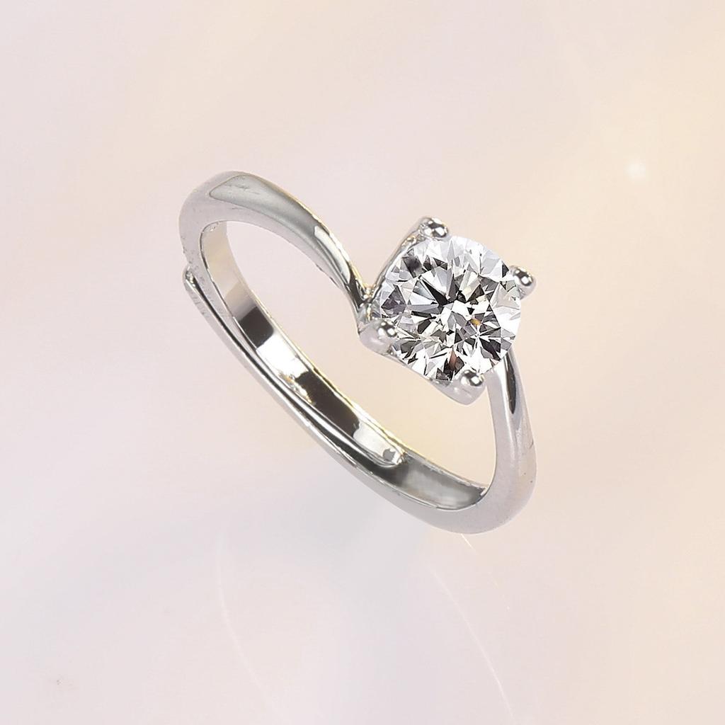925 Sterling Silver Tiffany Style Twisted Arm Four Prong One Carat Cowl Head Simulated Moissanite Ring for Women Hot Selling Jewelry