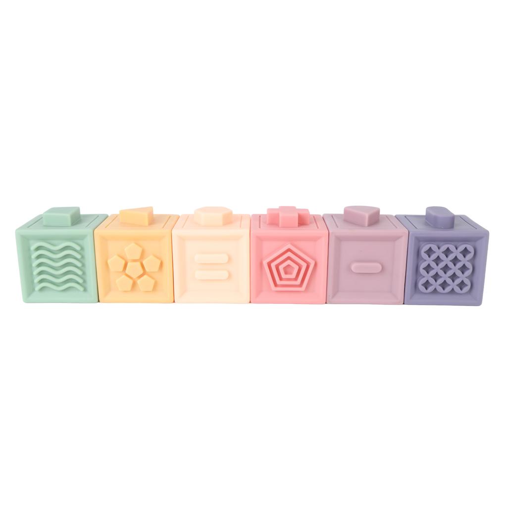 12PCS Children Silicone Building Blocks Soft DIY Educational Chewable Animals Shapes Cube Blocks Toys