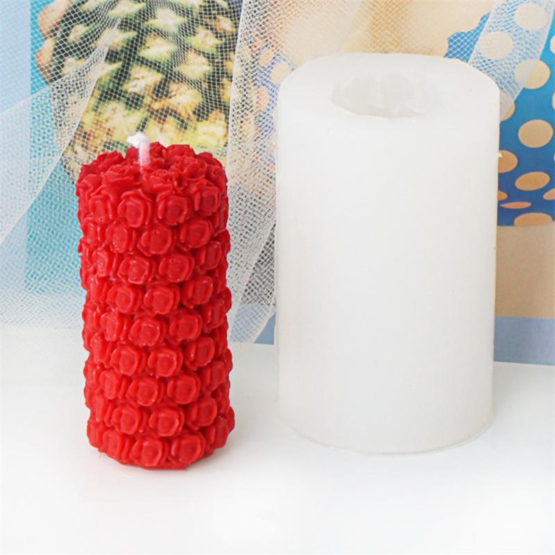 3D Rose Flower Ball Candle Silicone Mold DIY Gypsum Aromatherapy Resin Soap Mould Valentine's Rose Column Gift Home Decor
