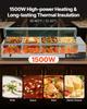 Commercial Food Warmer, 1500W Electric Stainless Steel Steam Food Warmer with Glass Cover, 4-Pan Countertop Buffet Bain Marie with Soup & Perforated