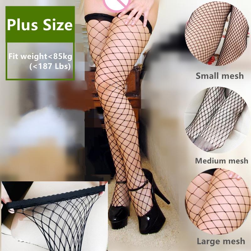 Plus Size Women Mesh Stockings Large Size Thin Stretch Lace Net Stockings XXL Fat Oversized Fishnet Stockings