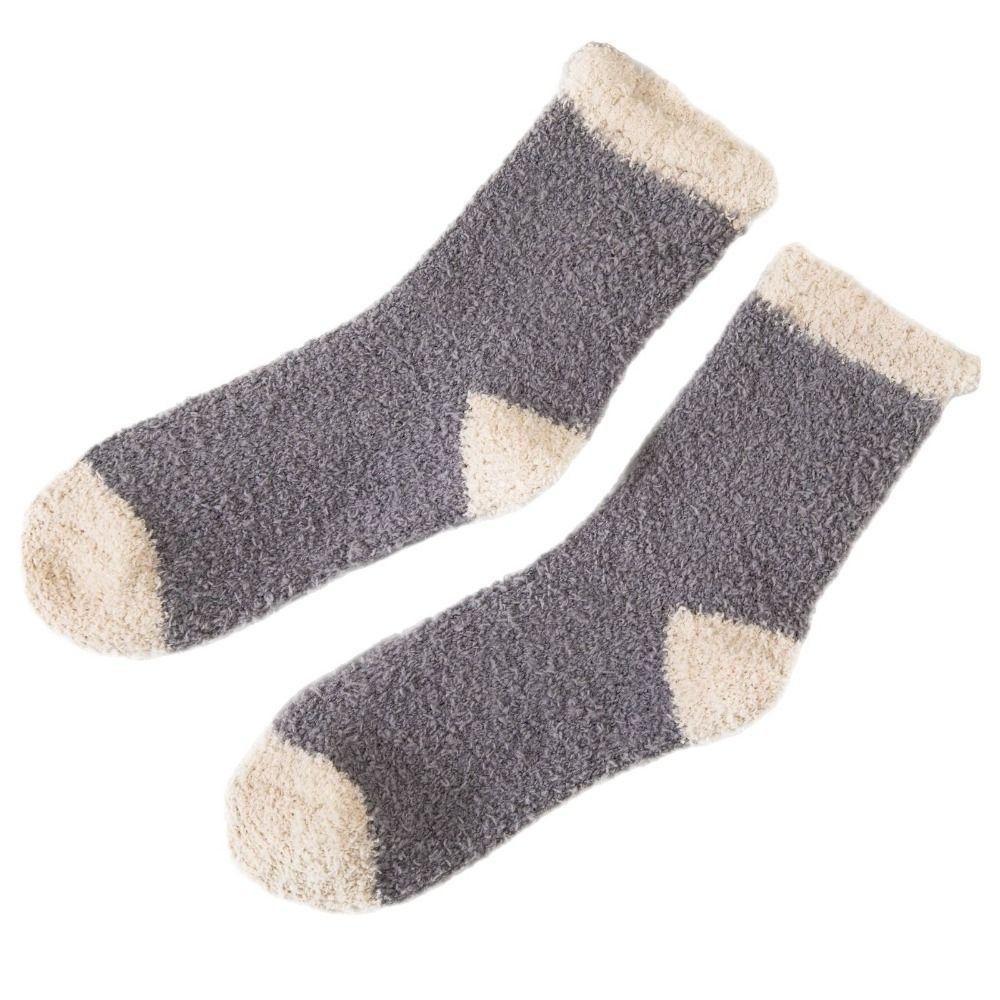 5Pairs Thickened Coral Fleece Socks Patchwork Warm Boat Socks Women  For Female Men