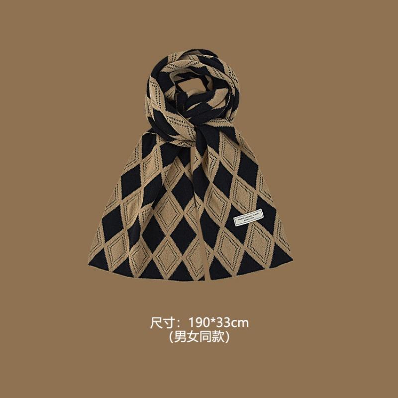 Brown scarf coat retro plaid scarf women's new scarf men's winter