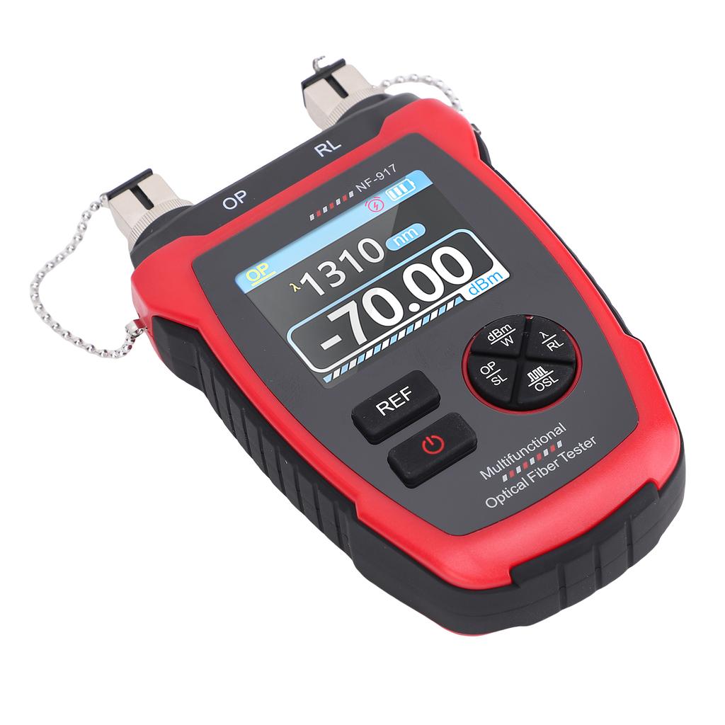 Optical Power Meter with Red Light, 10 Wavelengths, FC SC Connector, Fiber Optic Tester with LCD Screen Fiber Attenuation Detection Cable Fault Finder