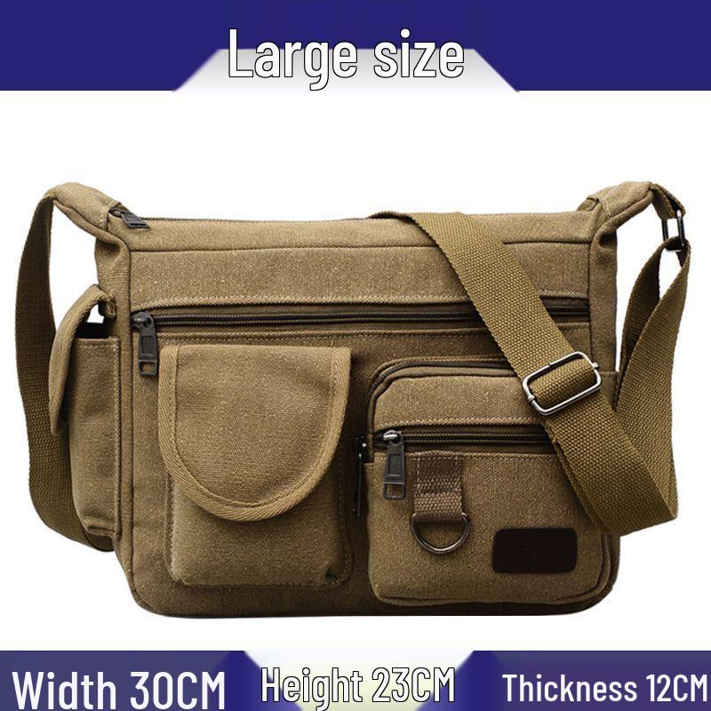 Hochwertige Herren-Canvas-Umhängetasche mit Doppeltaschen für Reisen