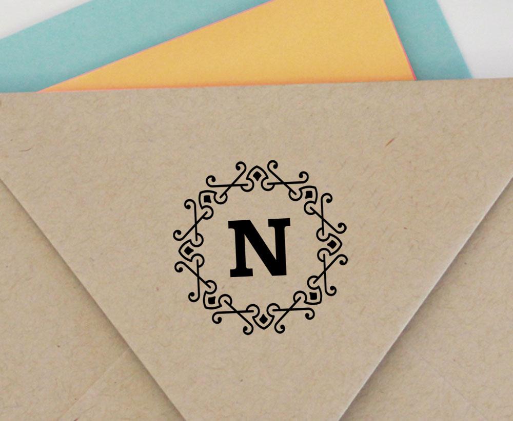 Printtoo Alphabet N Monogram Octagon Celtic Swirl Frame Self Inking Rubber Stamp Office