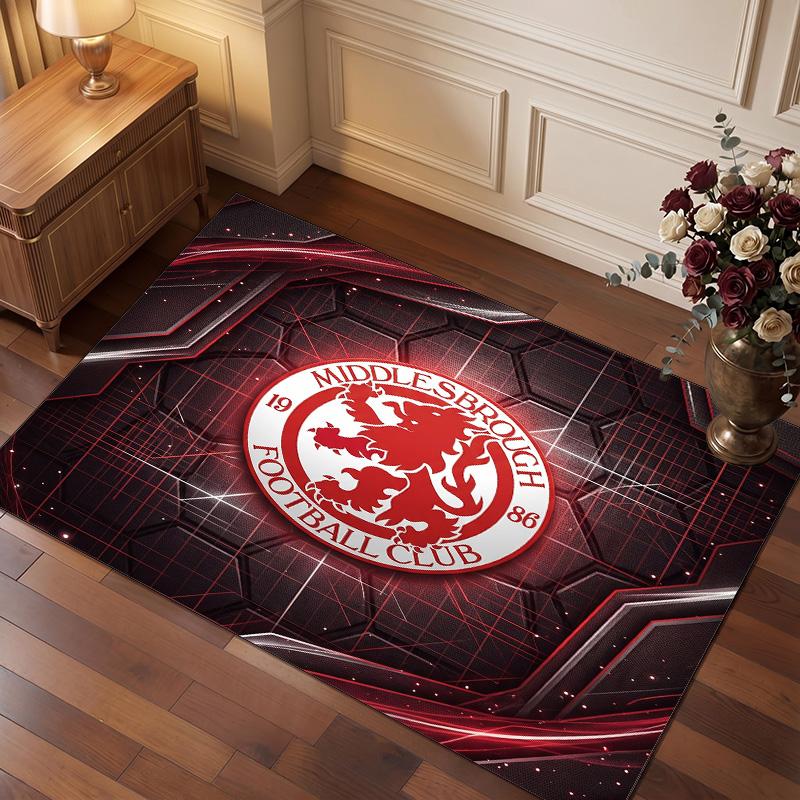 Tappeto in Velluto di Cristallo con Stampa del Middlesbrough Football Club, Comodo Assorbente d'Acqua Antiscivolo Tappeto per Pavimenti Interni