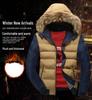 Cappotto da uomo con cappuccio e collo in pelliccia, caldo in cotone - Capispalla casual alla moda