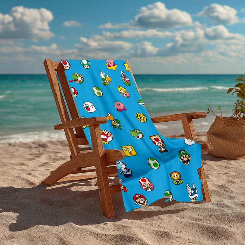 Ultra-Soft Beach Towel with Mario Theme,Ideal for Pool - Camping, Diving - Perfect Travel Essential, Vibrant Beach Towel.