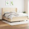 Maison Exclusive - Slatted Bed Base with Cream Mattress 180x200 Cm Fabric