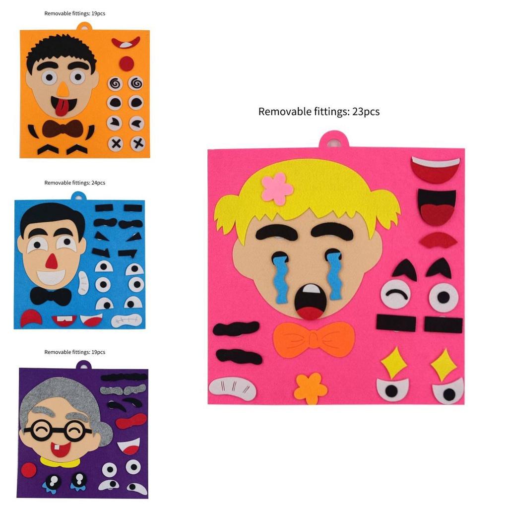 Emotion-changing Felt Puzzle Kit For Kids Diy Non-woven Material With Facial Features