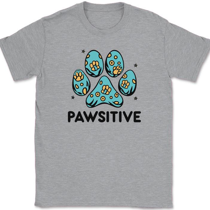 

Pawsitive Dog Cat Print T-Shirt Funny Cute K9 Animal Love Motivational Tee L