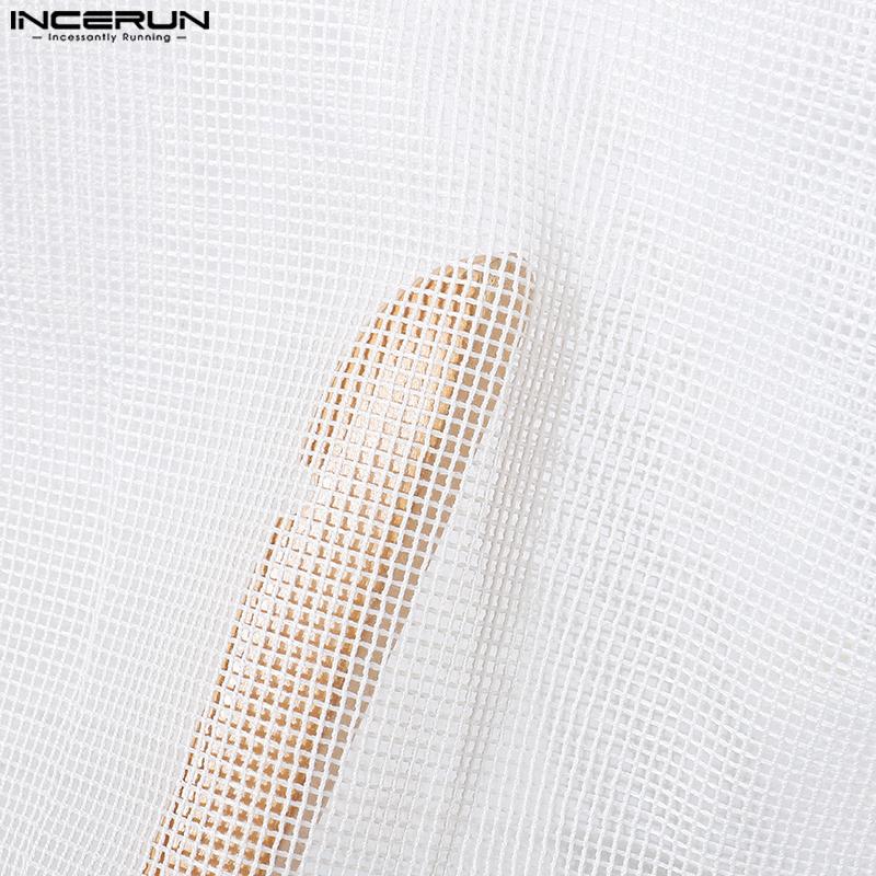 INCERUN Summer Men Sleeveless Hollow Out Mesh Sheer Casual Tank Tops