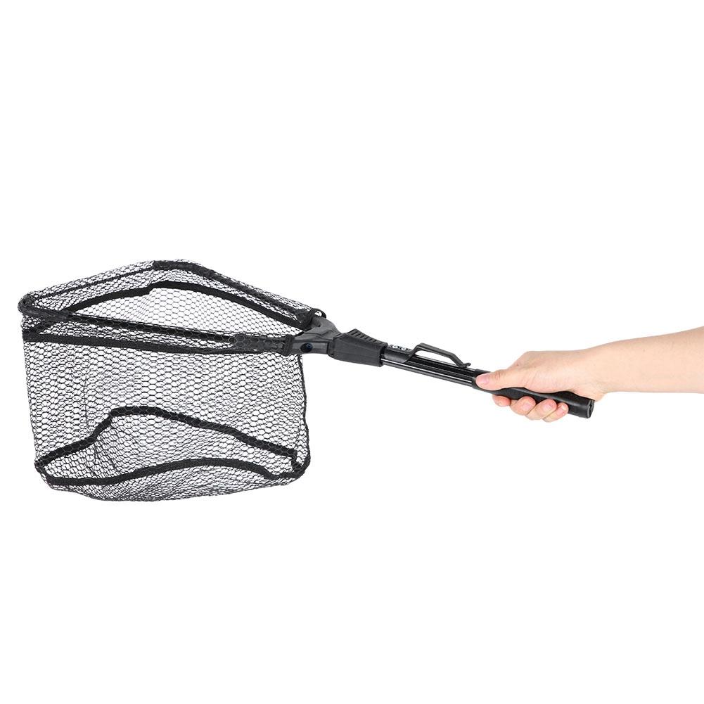 Portable Aluminum Alloy Telescopic Foldng Fishing Landing Net Pole Rubber Handle (40cm)