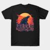 Men Black Print T-shirt Godzilla No-Cut Transfer Paper Print Cotton Tshirt