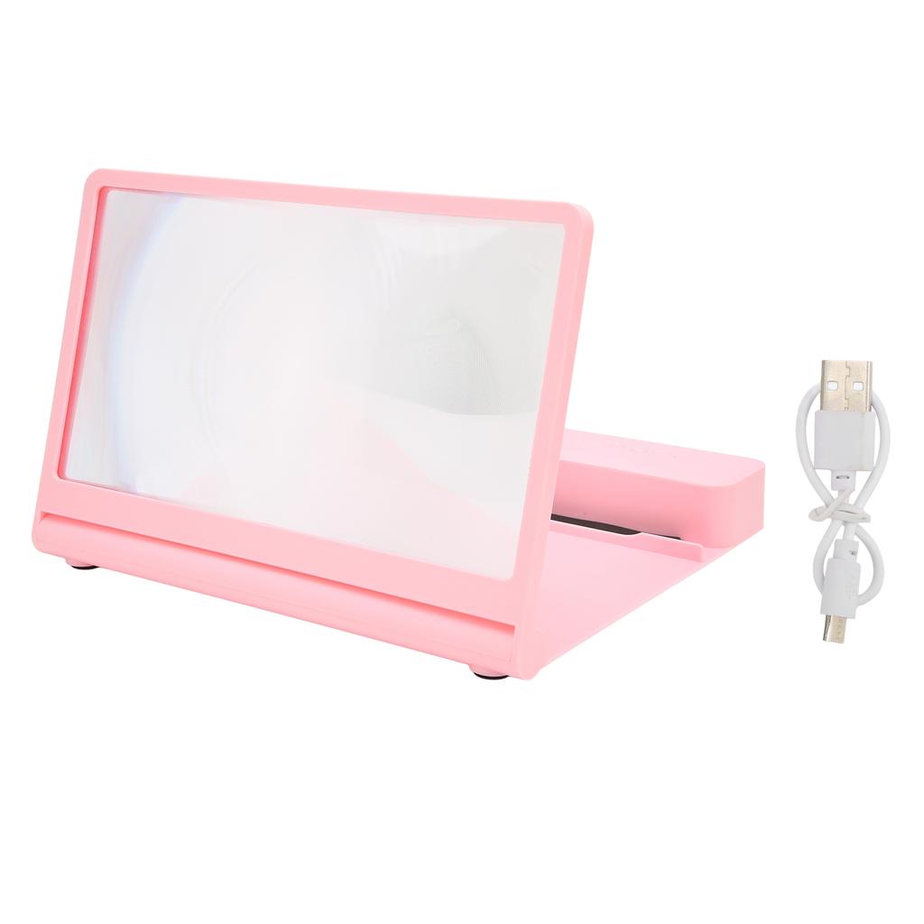 Phone Screen Magnifier 3D HD Magnifying Projector Screen Enlarger with Bluetooth Speaker for Movies Videos Games Pink