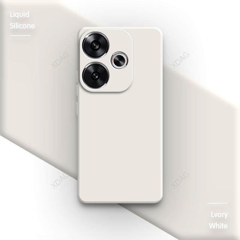 Classic Phone Case for Xiaomi Poco F6 Pro 5G Simple Shell Skin Friendly Square Liquid Silicone  Lens Protection Back Covers