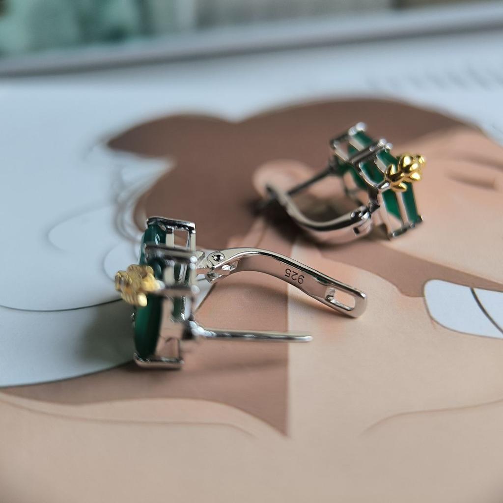 Silver Earrings with Natural Agate (2196440)