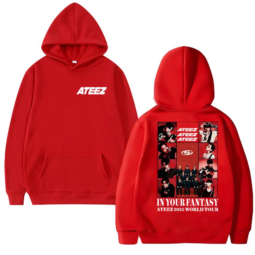 Moda Koreańska Ateez 2025 World Tour in Your Fantasy nadruk Bluza z kapturem Męska damska Casualowa bluza Unisex polar z długim rękawem pulower