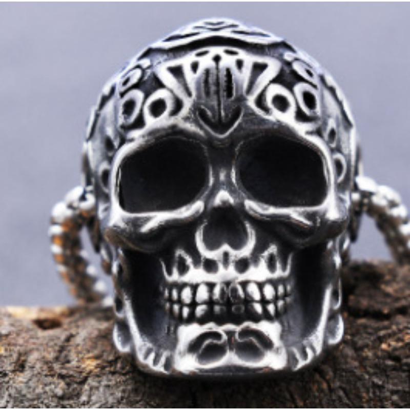 Stainless steel punk skull men s everyday necklace
