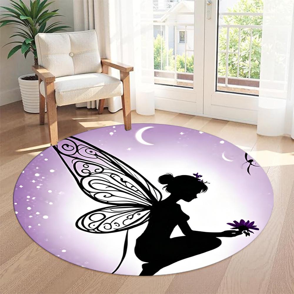 Girl Round Area Rug Suitable for Study Room Playrooms Bedrooms Foyer Antislip Round Carpet Decorate Offices Gift for Festivals