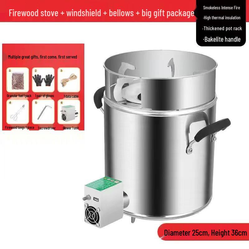 Portable Outdoor Wood & Gas Camping Stove - Smokeless, Eco-Friendly, Household Use