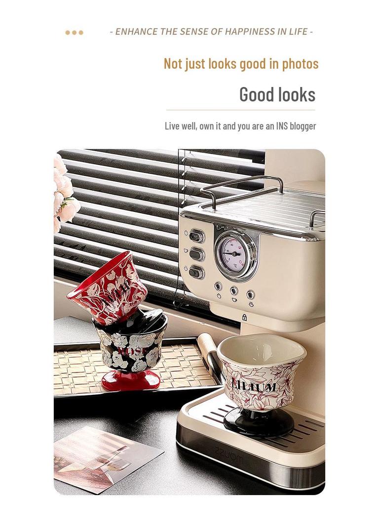 Creative Flower-Shaped Ceramic Coffee Cup for Home and Commercial Use - Ideal for Italian Coffee and Latte Art.