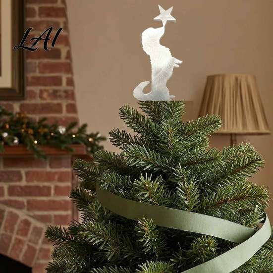 Christmas Tree Finishing Touch Metal Dog Topper 11.81 Inch Cute Dachshund Topper Pet Ornament with Star Holiday Decoration Gifts for Lovers Unique