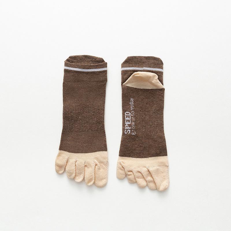 Men’s Cotton Five-Toe Mid-Calf Deodorant Socks for Spring and Summer