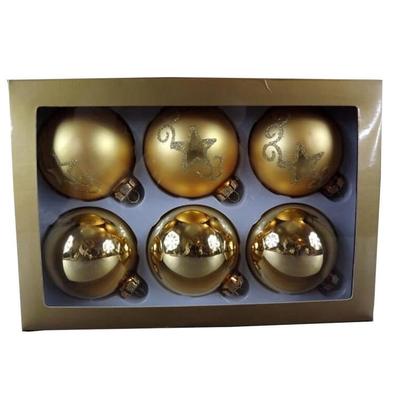 Set aus 6 Kugeln/80mm gold