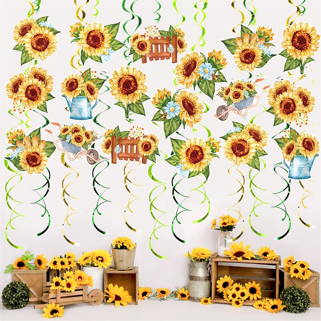 Sunflower Hanging Swirls Party Decors Festival Supplies Fashion Sunflower Pendant for School Office Indoor Decorating