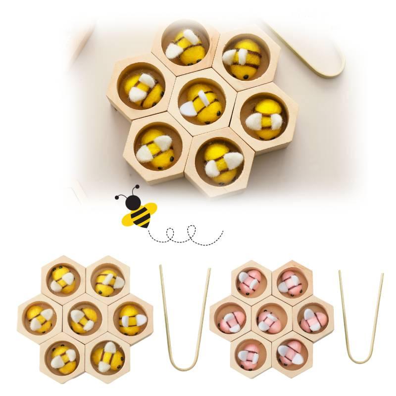 Montessori Wooden Beehive Clip Toy For Children Hand-eye Coordination, Color Recognition And Counting Skills Training