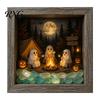 Unique Halloween Gifts for Her DIY Shadow Box Night Light Kit, 8.5 Inch Wooden Frame LED Craft Set with Lighted Kits Luminous Stones & Acrylic Panels,