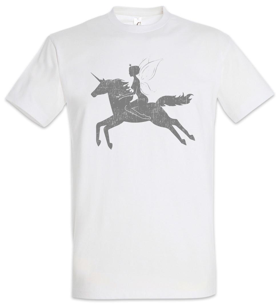 Fairy Riding Unicorn T-Shirt Mens Womens Tees Top Horn Rainbow Fun Fairies Princess Fairytale Unicorn XL