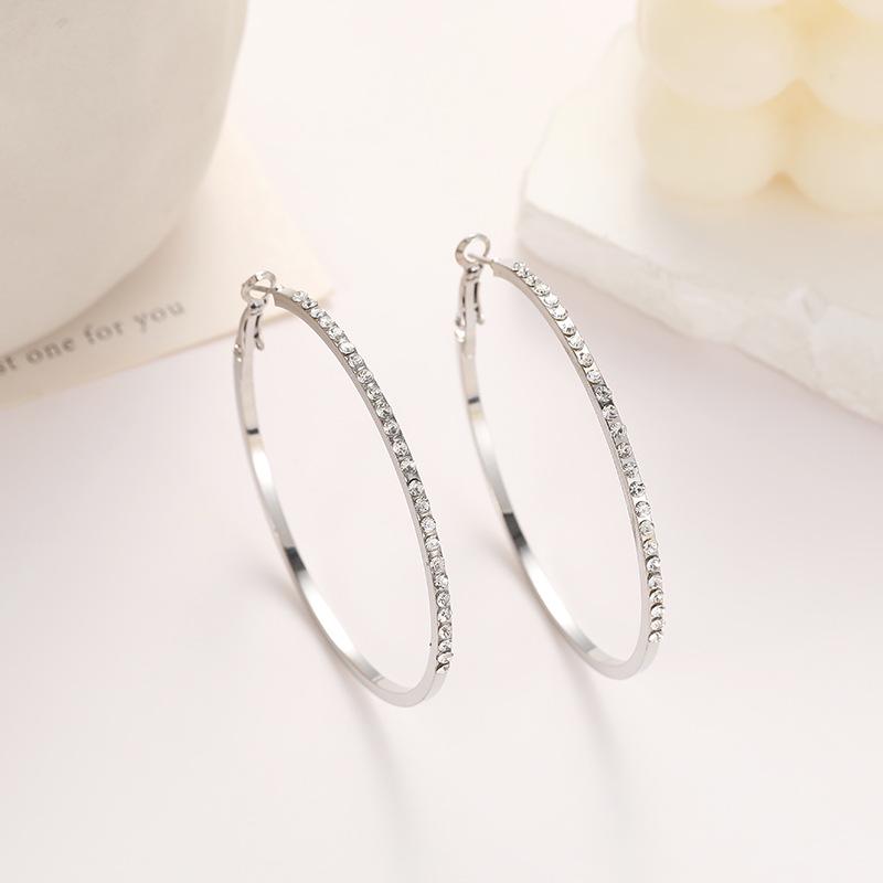Exquisite Rhinestone Hoop Earrings for Women - Fashionable & Elegant Design