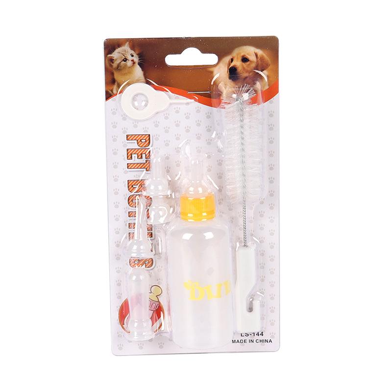 "Pet Milk Bottle Set: Four-Piece for Newborn Puppies & Kittens"