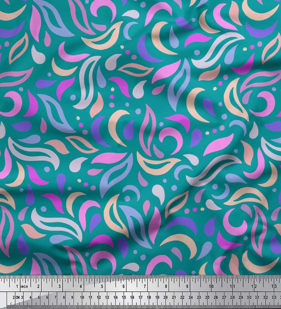 

Тканина Soimoi Green Japan Crepe Satin Artistic Leaves Print Тканина на метр 42 дюйма 42 Inch Wide - Poly Crepe зелений