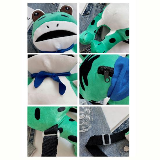 Lonely Frog Plush Backpack Cute Stuffed Animal Shoulder Bag with Adjustable Straps Valentine's Day Gift for Friends