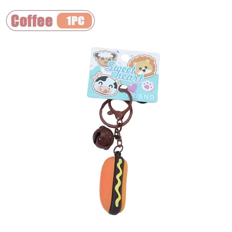 1/3/5PCS Cute Hamburger Fries Keychain Cartoon Food Charm Keyring Funny Car Decor Bag Pendant Gift for Kids Party Favors