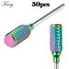 50pcs Tungsten Carbide Nail Drill Bit Milling Cutter Manicure Machine Equipment Cuticle Clean Burr Pedicure Accessories Tools