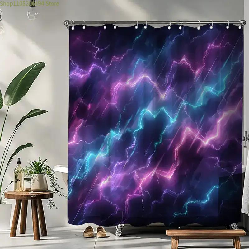 1pc Bathroom Shower Curtain, Futuristic Techno Party, Electronic Music Festival Shower Curtain, Includes 12 Hooks, 180x180cm B